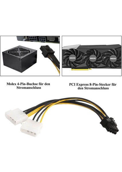 10 Adet - 8 Pin Ekran Karti Power Kablosu - Pcıe Ekran Kartı Güç Kablo 8 Pin Power To Molex