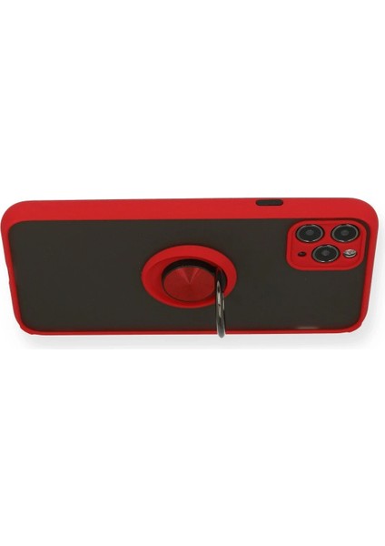 Apple iPhone 11 Pro Kılıf Montreal Yüzüklü Silikon Kapak - Kırmızı Glstd