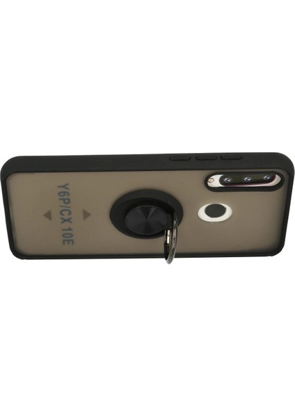 Huawei Y6P Kılıf Montreal Yüzüklü Silikon Kapak - Siyah Glstd