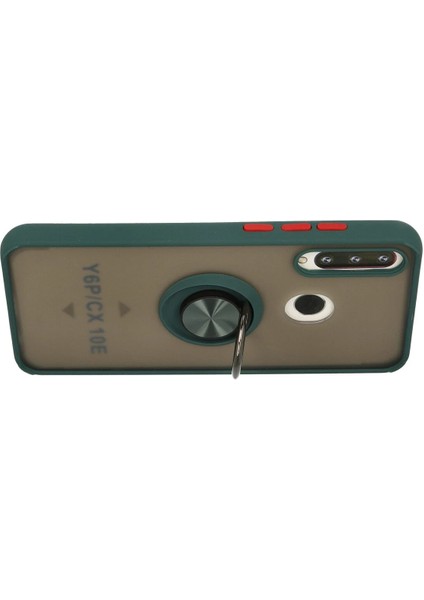 Huawei Y6P Kılıf Montreal Yüzüklü Silikon Kapak - Yeşil Glstd