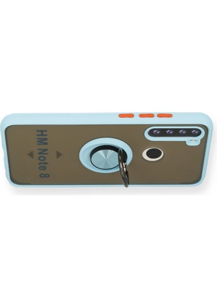 Xiaomi Redmi Note 8 Kılıf Montreal Yüzüklü Silikon Kapak - Buz Mavi Glstd