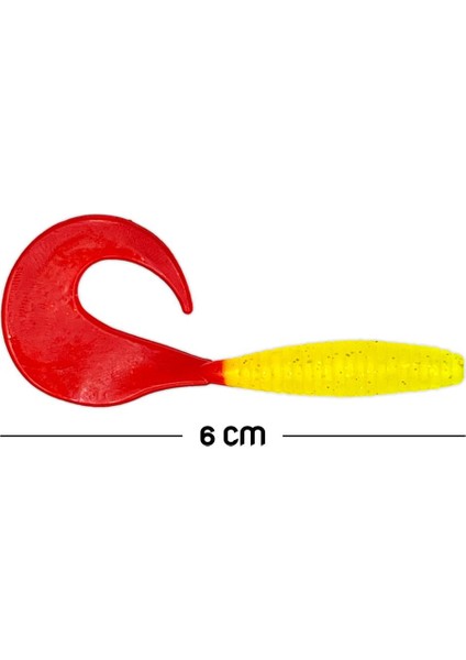 Silikon Kurt Sahte Yem - 60MM - Kırmızı/sarı - 10'lu Paket - Yumy (456-18065)
