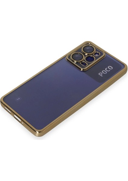 Xiaomi Poco X5 Pro 5g Kılıf Razer Lensli Silikon - Gold Glstd