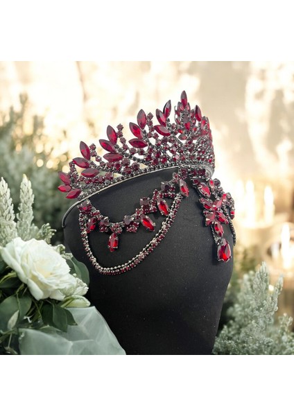 Bordo Alınlıklı Gelin Tacı ,kına,nişan,söz,after,bride,party Taç fiyatları