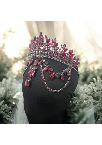 Bordo Alınlıklı Gelin Tacı ,kına,nişan,söz,after,bride,party Taç modelleri