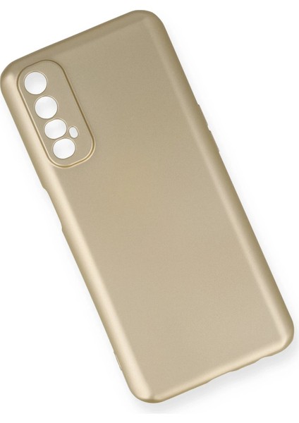 Realme 7 Kılıf First Silikon - Gold Glstd