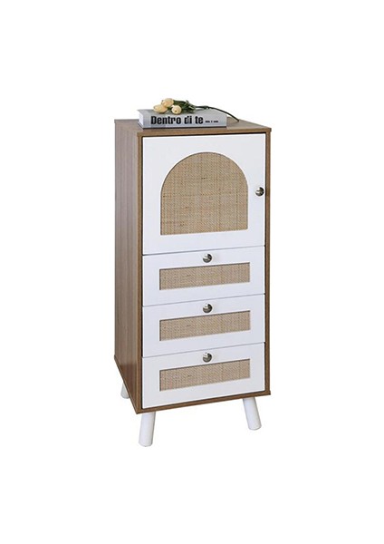 PNL-BM1176 Rattan 3 Çekmeceli 1 Kapaklı Çok Amaçlı Dolap