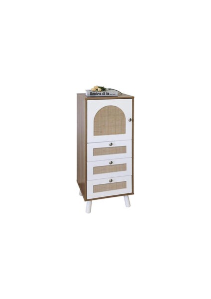 PNL-BM1176 Rattan 3 Çekmeceli 1 Kapaklı Çok Amaçlı Dolap