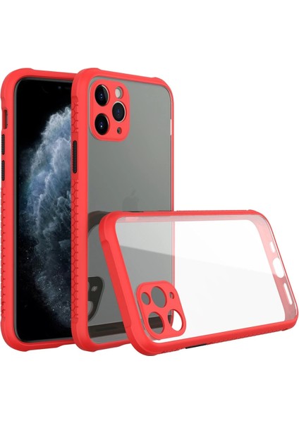 Apple iPhone 11 Pro Kılıf Miami Şeffaf Silikon - Kırmızı Glstd