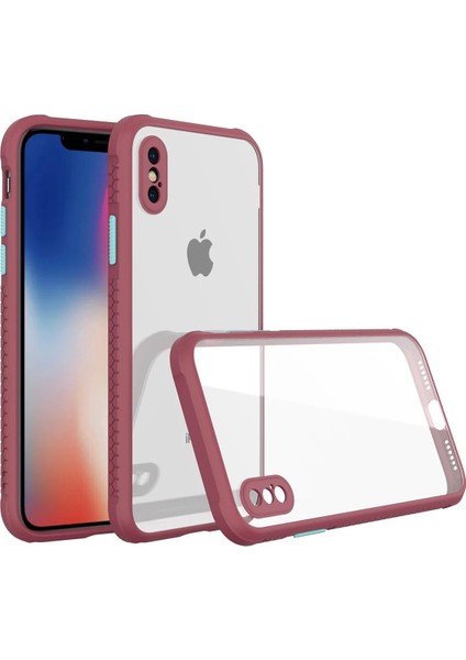 Apple iPhone Xs Max Kılıf Miami Şeffaf Silikon - Fuşya Glstd