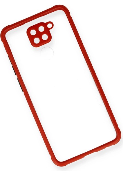 Xiaomi Redmi Note 9 Kılıf Miami Şeffaf Silikon - Kırmızı Glstd