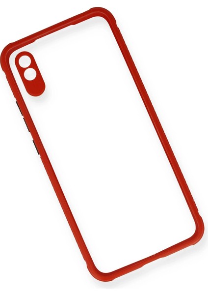 Xiaomi Redmi 9A Kılıf Miami Şeffaf Silikon - Kırmızı Glstd