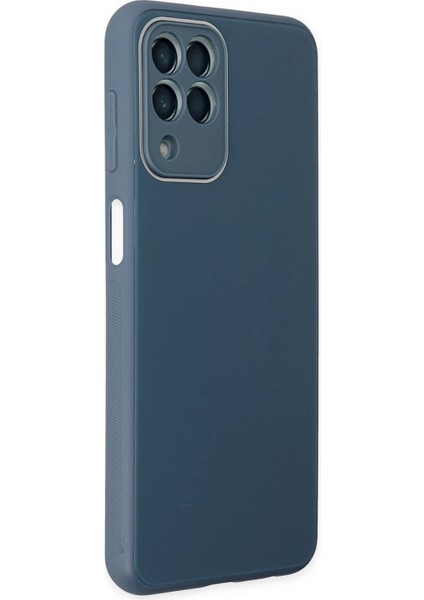 Samsung Galaxy M33 Kılıf Glass Kapak - Mavi Glstd