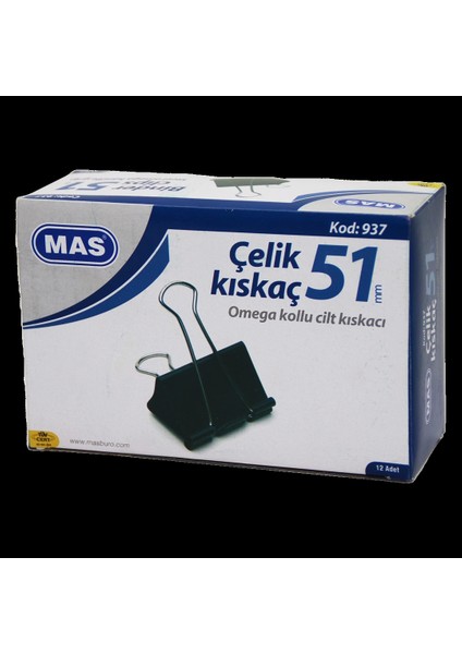 Çelik Kıskaç 51MM 12 Parça Omega Kollu Cilt Kıskaçı (4172)