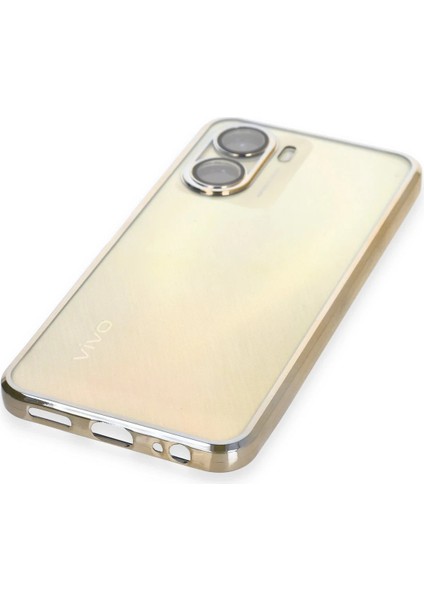 Vivo Y16 Kılıf Razer Lensli Silikon - Gold Glstd