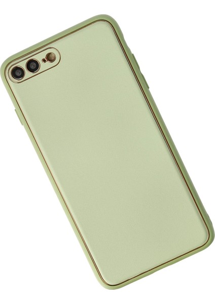 Apple iPhone 7 Plus Kılıf Coco Deri Silikon Kapak - Açık Yeşil Glstd