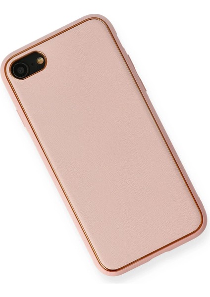Apple iPhone 7 Kılıf Coco Deri Silikon Kapak - Pembe Glstd