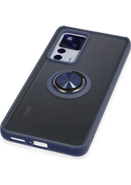 Xiaomi Mi 12T Pro Kılıf Montreal Yüzüklü Silikon Kapak - Lacivert Glstd