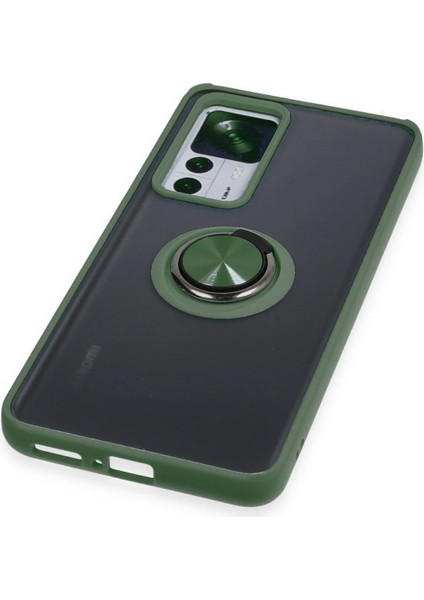 Xiaomi Mi 12T Pro Kılıf Montreal Yüzüklü Silikon Kapak - Yeşil Glstd