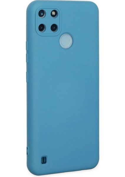 Realme C25Y Kılıf Nano Içi Kadife Silikon - Mavi Glstd
