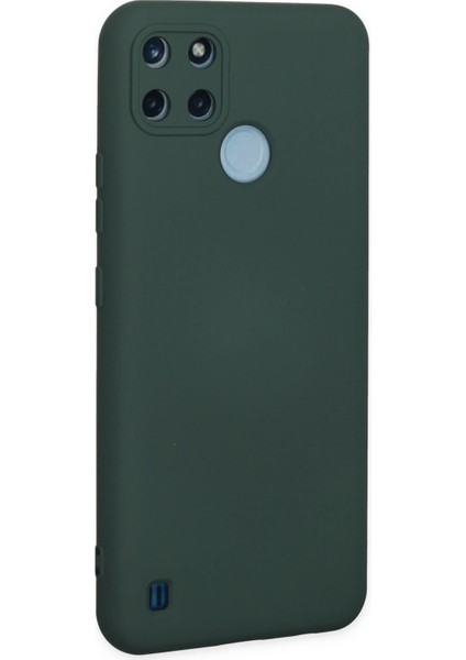 Realme C25Y Kılıf Nano Içi Kadife Silikon - Koyu Yeşil Glstd