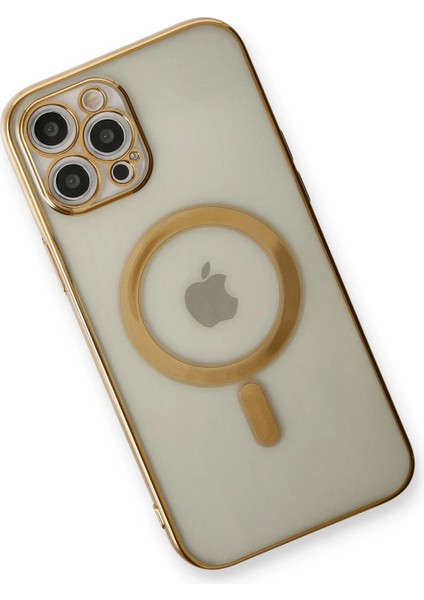 Apple iPhone 12 Pro Kılıf Magneticsafe Lazer Silikon - Gold Glstd