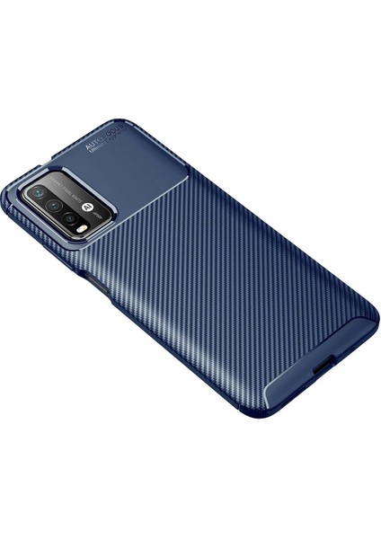 Xiaomi Redmi 9t Kılıf Auto Focus Karbon Kapak - Lacivert Glstd