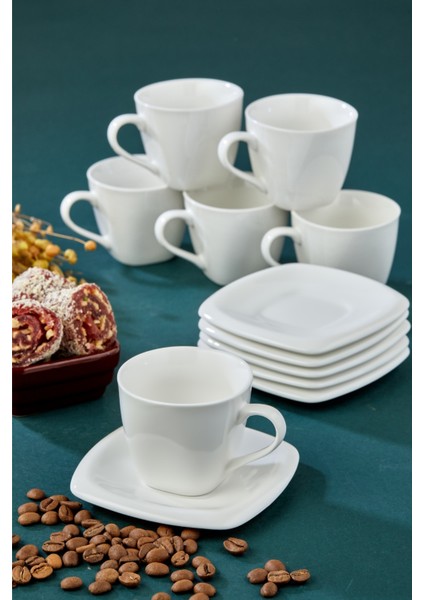 ☕ 6'Lı Beyaz Porselen Kahve Fincanı Takımı – Minimalist Ve Zarif Tasarım