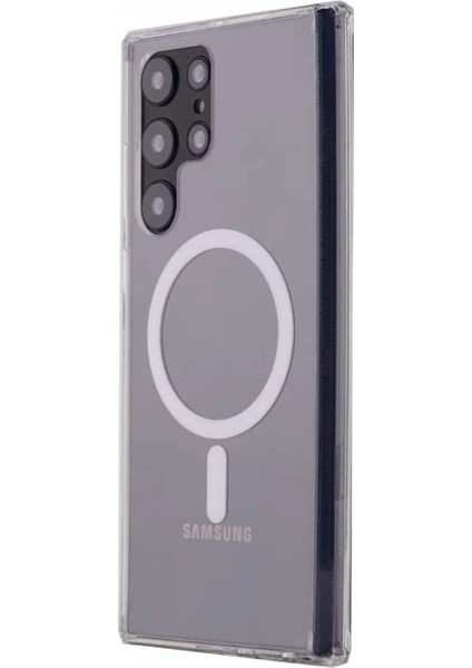 Samsung Galaxy S22 Ultra Kılıf Magneticsafe Şeffaf Silikon - Şeffaf Glstd