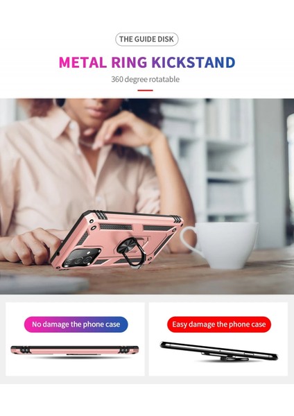 Samsung Galaxy A32 Kılıf Sofya Yüzüklü Silikon Kapak - Rose Glstd