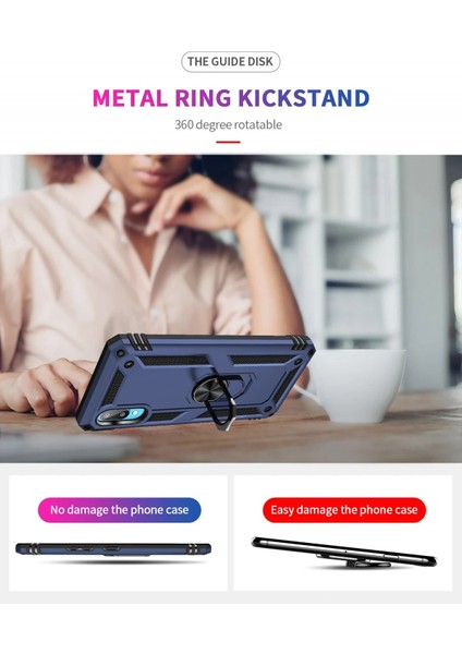 Samsung Galaxy A02 Kılıf Sofya Yüzüklü Silikon Kapak - Lacivert Glstd