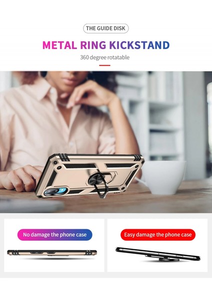 Samsung Galaxy A02 Kılıf Sofya Yüzüklü Silikon Kapak - Gold Glstd