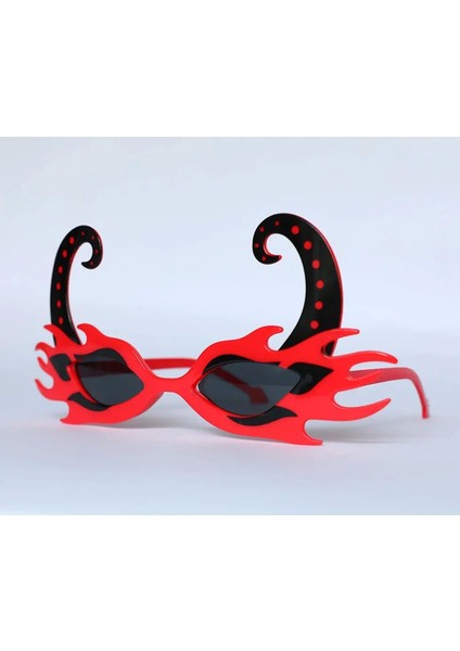Siyah Boynuzlu Kırmızı Renk Alevli Parti Gözlüğü 21 x 10 cm (5047) fırsatları