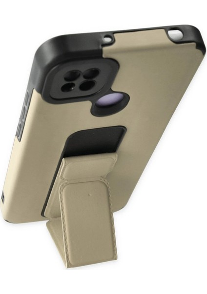 Xiaomi Redmi 9c Kılıf Mega Standlı Silikon - Gold Glstd