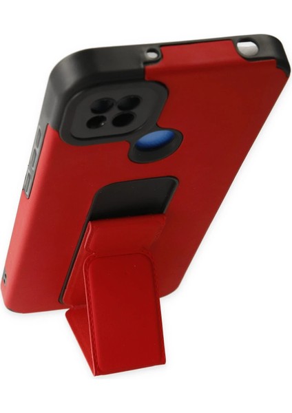 Xiaomi Redmi 9c Kılıf Mega Standlı Silikon - Kırmızı Glstd