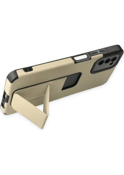 Samsung Galaxy A03S Kılıf Mega Standlı Silikon - Gold Glstd