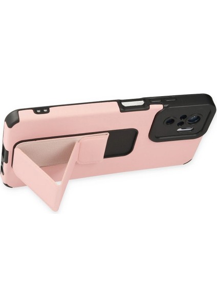 Xiaomi Redmi Note 10 Kılıf Mega Standlı Silikon - Pudra Glstd