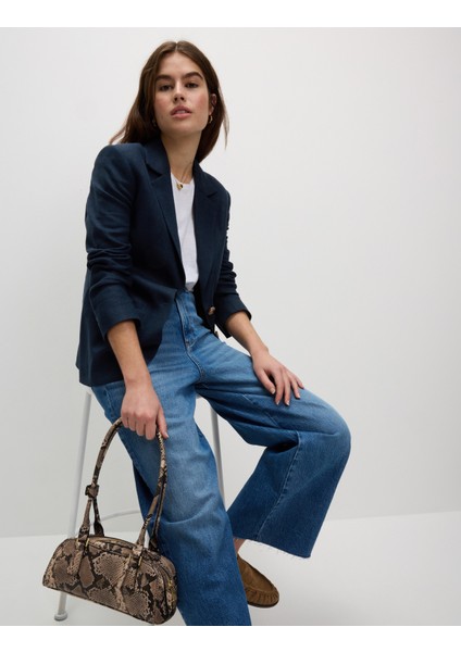 Keten Karışımlı Tek Düğmeli Blazer Ceket fiyatları