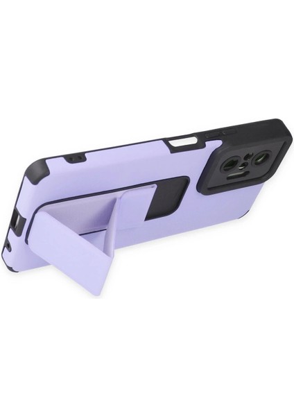 Xiaomi Redmi Note 10 Pro Kılıf Mega Standlı Silikon - Lila Glstd