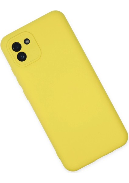 Samsung Galaxy A03 Kılıf Nano Içi Kadife Silikon - Sarı Glstd
