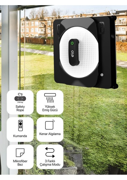 Elo Akıllı Cam Silme Robotu Uzaktan Kumandalı ve Mobil App Kontrollü Wi-Fi Cam Temizleyici X8681