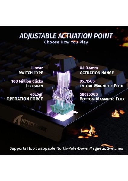 Attack Shark X68HE Rapid Trigger 0.125MS Manyatik Switch Rgb App Uygulamalı Gaming Oyuncu Klavye