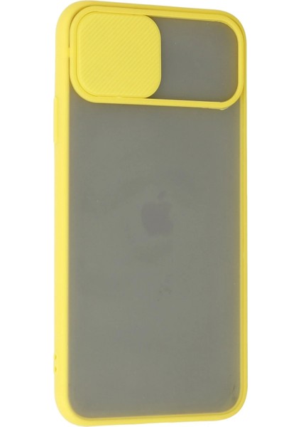 Apple iPhone 11 Pro Max Kılıf Palm Buzlu Kamera Sürgülü Silikon - Sarı Glstd