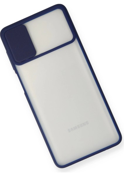 Samsung Galaxy M51 Kılıf Palm Buzlu Kamera Sürgülü Silikon - Lacivert Glstd