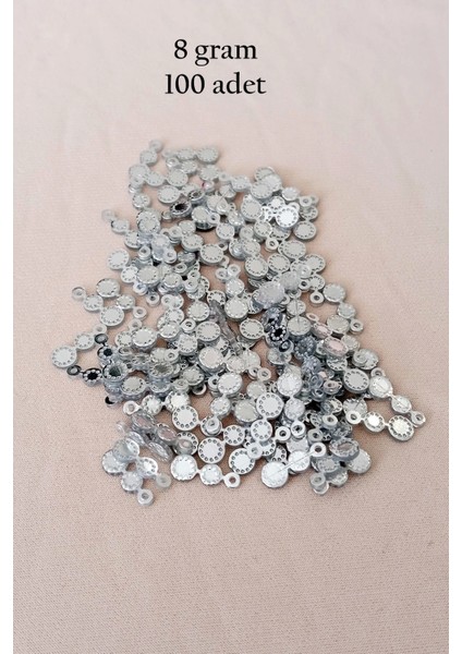 Oya Abiye Bileklik Kolye Pleksi Metalik Plastik Pul Gümüş Renk 8 Gram 100 Adet - BNC500