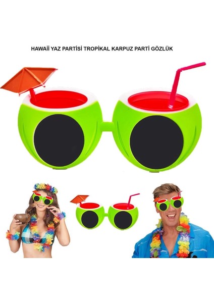 Karpuz Şekilli Tropikal Hawaii Yaza Merhaba Parti Gözlüğü