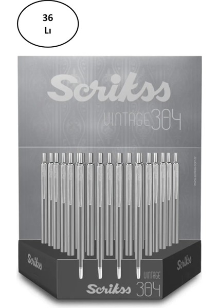 Scrikss 304 Tükenmez Kalem Siyah-Beyaz Karışık 36'lı