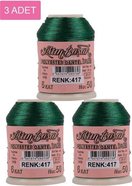 3 Adet Altınbaşak Oya ve Dantel Ipi 20 gr - Nemere - No: 417