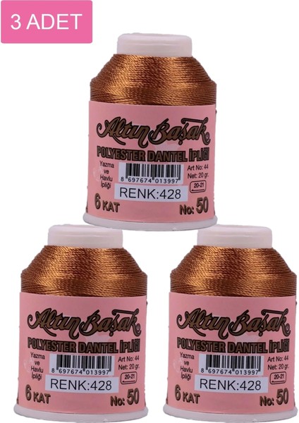 3 Adet Altınbaşak Oya ve Dantel Ipi 20 gr - Nemere - No: 428