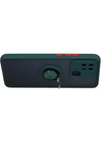 Xiaomi Poco C40 Kılıf Montreal Yüzüklü Silikon Kapak - Yeşil Glstd